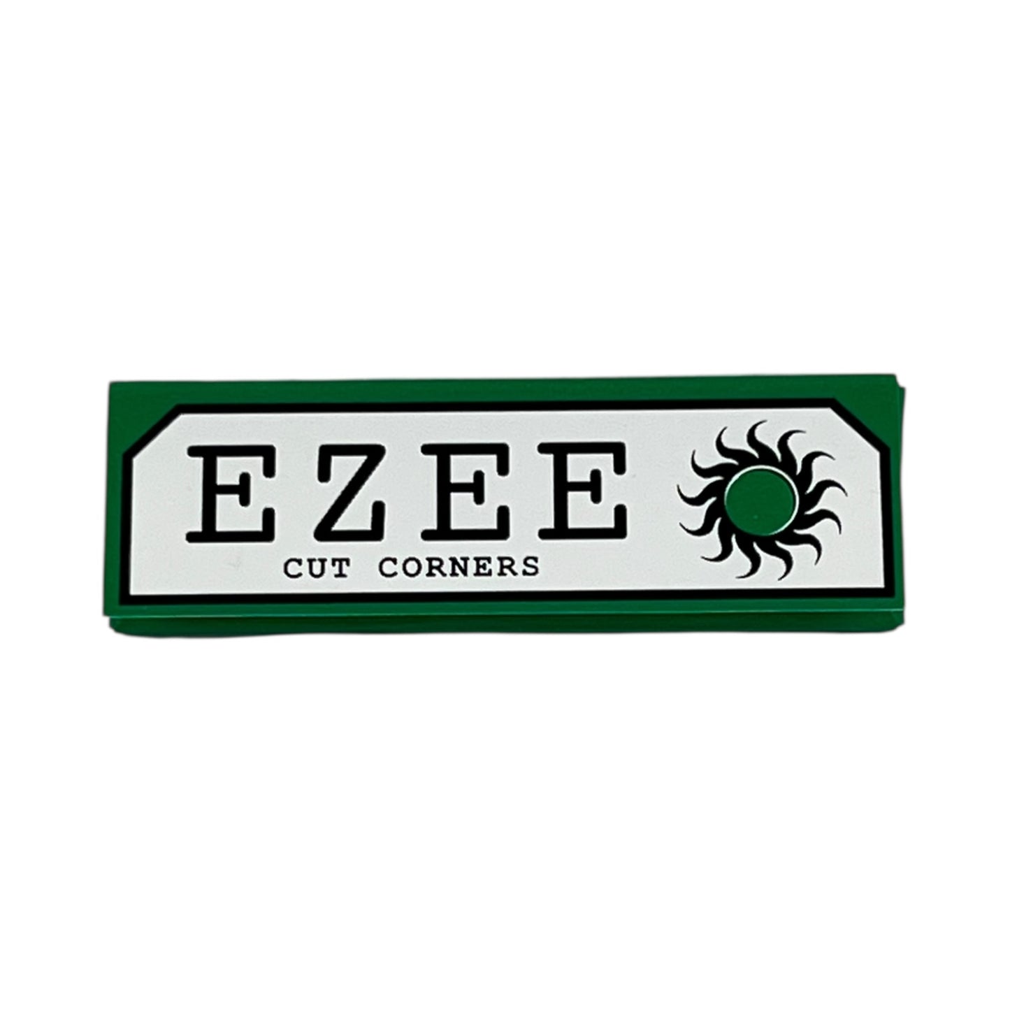 Ezee cut corners rolling papers with green border and black text on a white background