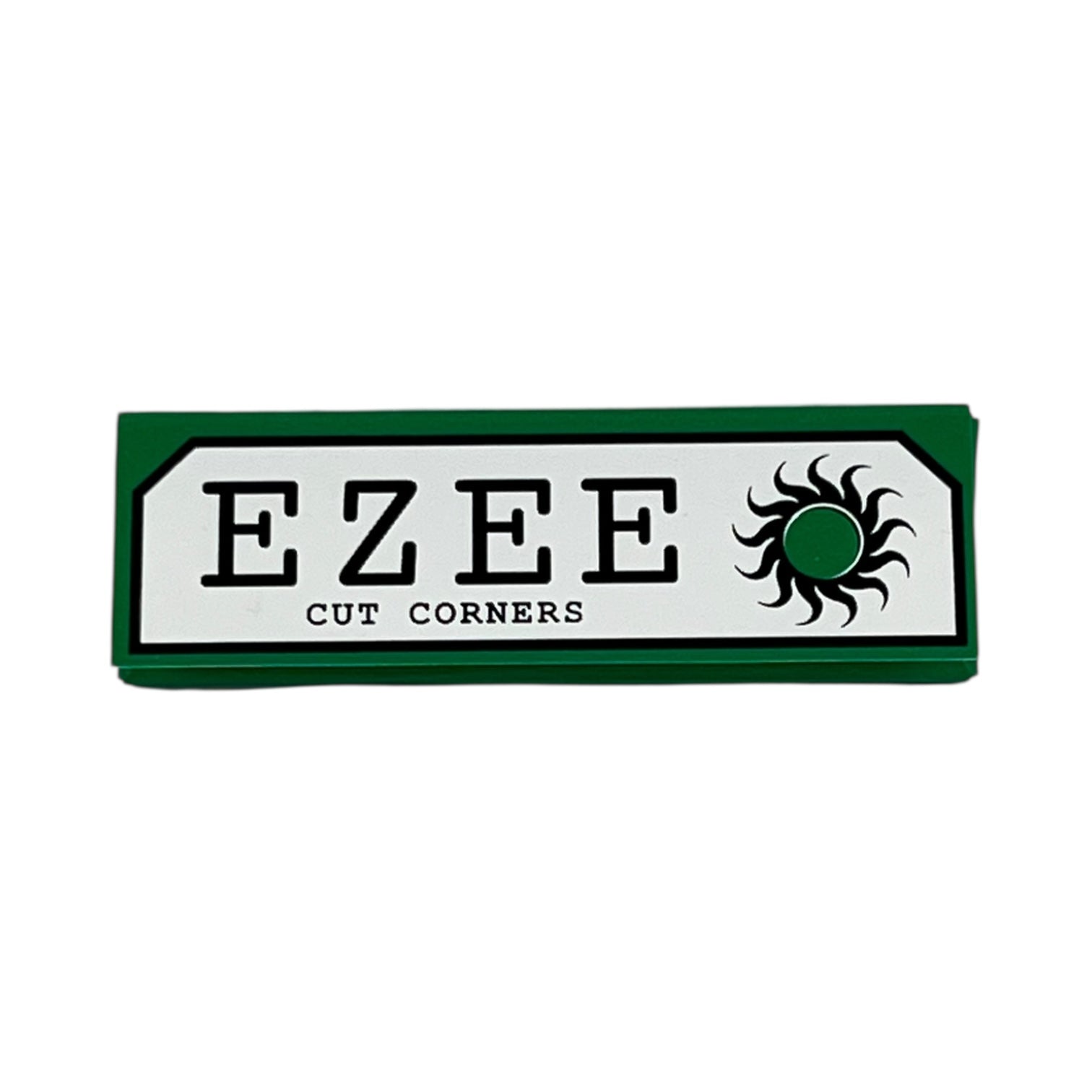 Ezee cut corners rolling papers with green border and black text on a white background