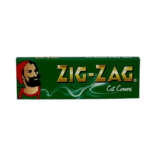 Zig-Zag Green Regular Rolling Papers – Medium Weight Cut Corners | 50 Leaves