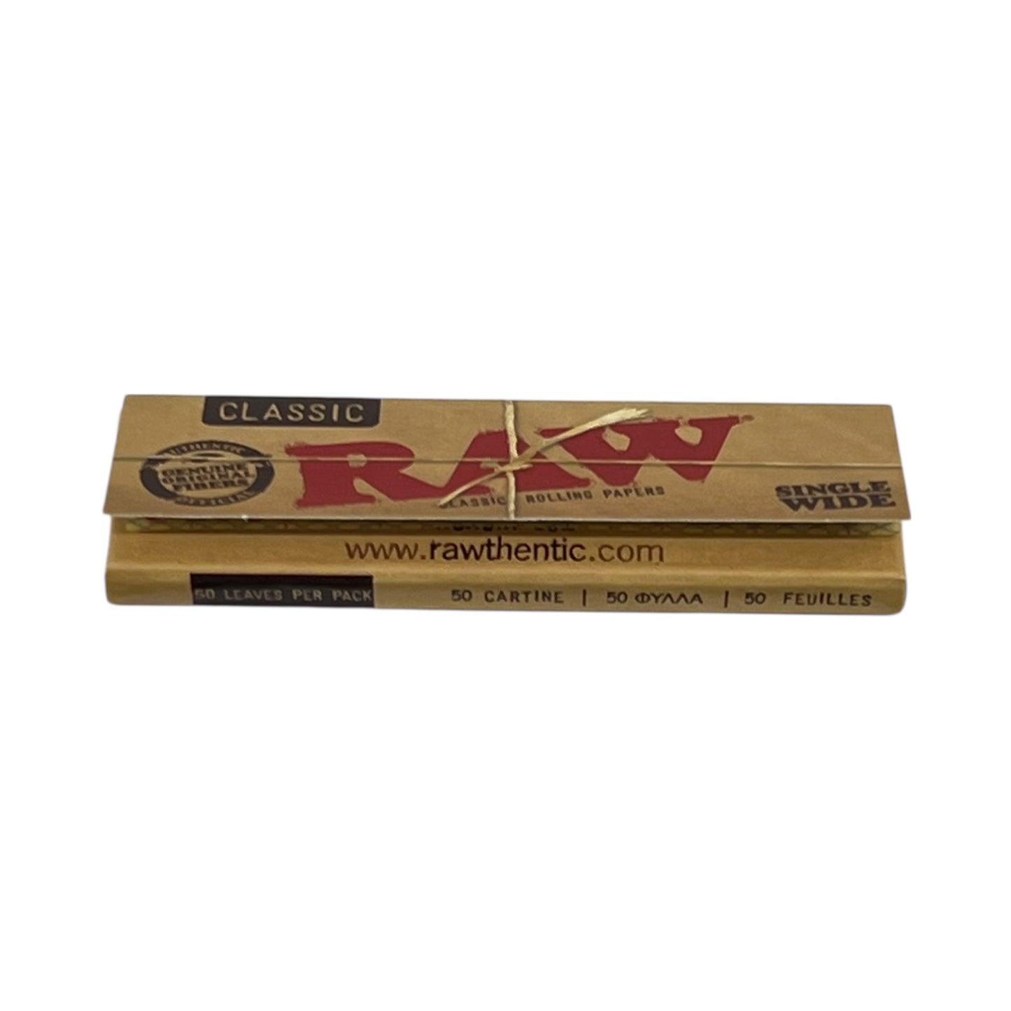 RAW Classic Single Wide Rolling Papers – Unbleached Natural Hemp | 50 Leaves