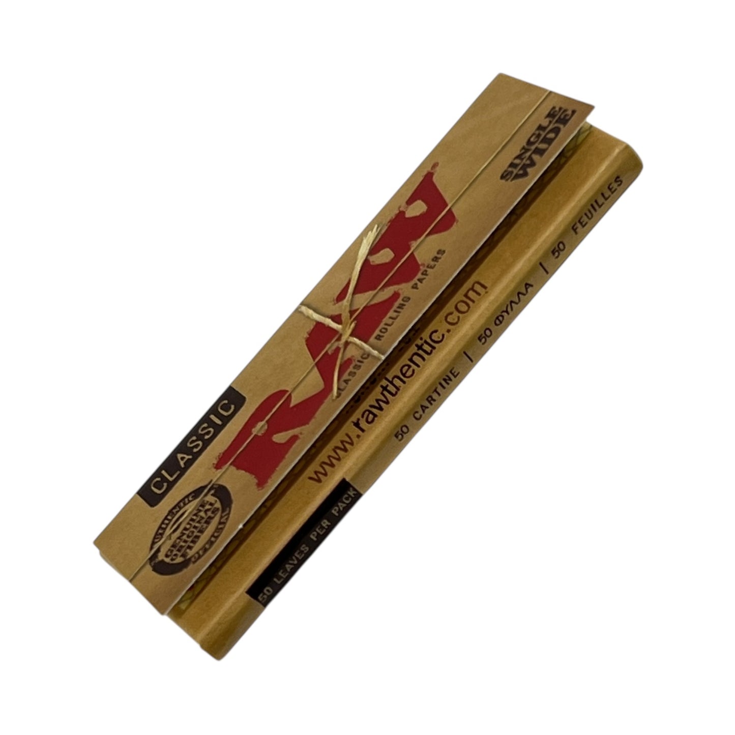 RAW Classic Single Wide Rolling Papers – Unbleached Natural Hemp | 50 Leaves