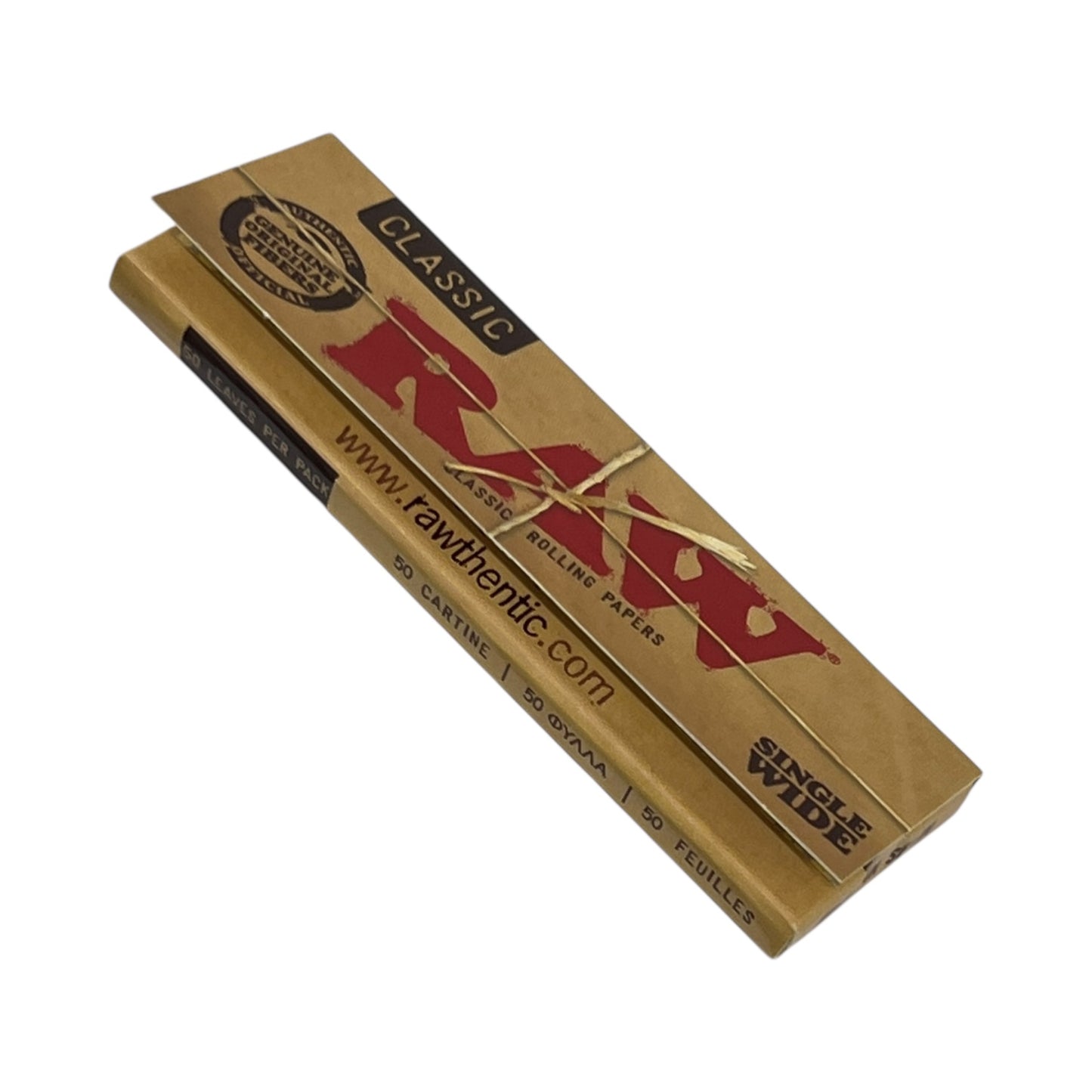 RAW Classic Single Wide Rolling Papers – Unbleached Natural Hemp | 50 Leaves