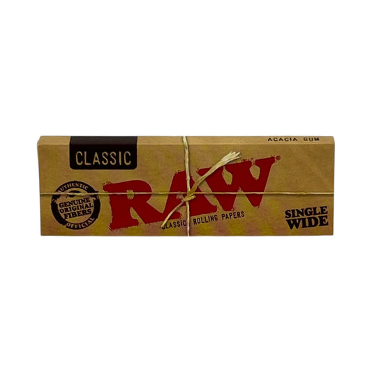 RAW Classic Single Wide Rolling Papers – Unbleached Natural Hemp | 50 Leaves
